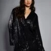 Glamorous Studio Black Sequin Relaxed Fit Mini Shirt Dress -Glamorous Shop GS0428 AE05 01