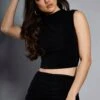 Glamorous Studio Black High Cowl Neck Crop Top 2 Glamorous Studio Black High Cowl Neck Crop Top -Glamorous Shop GS0434 BK 01