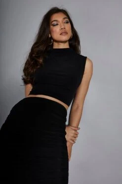 Glamorous Studio Black High Cowl Neck Crop Top -Glamorous Shop GS0434 BK 04