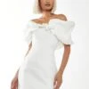 Glamorous White Statement Puff Bardot Mini-Dress -Glamorous Shop GS0460 WHI 01
