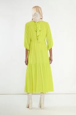 Glamorous Acid-Yellow Open Back Tiered Midi-Dress -Glamorous Shop GS0469 04