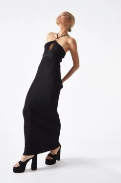 Glamorous Black Cut-Out Knit Midaxi-Dress -Glamorous Shop GS0515 BK 04