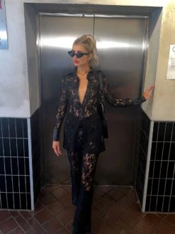 Glamorous Black Lace Longline-Shirt -Glamorous Shop GS0532 BLL 03