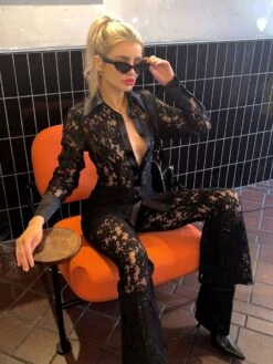 Glamorous Black Lace Longline-Shirt -Glamorous Shop GS0532 BLL 04