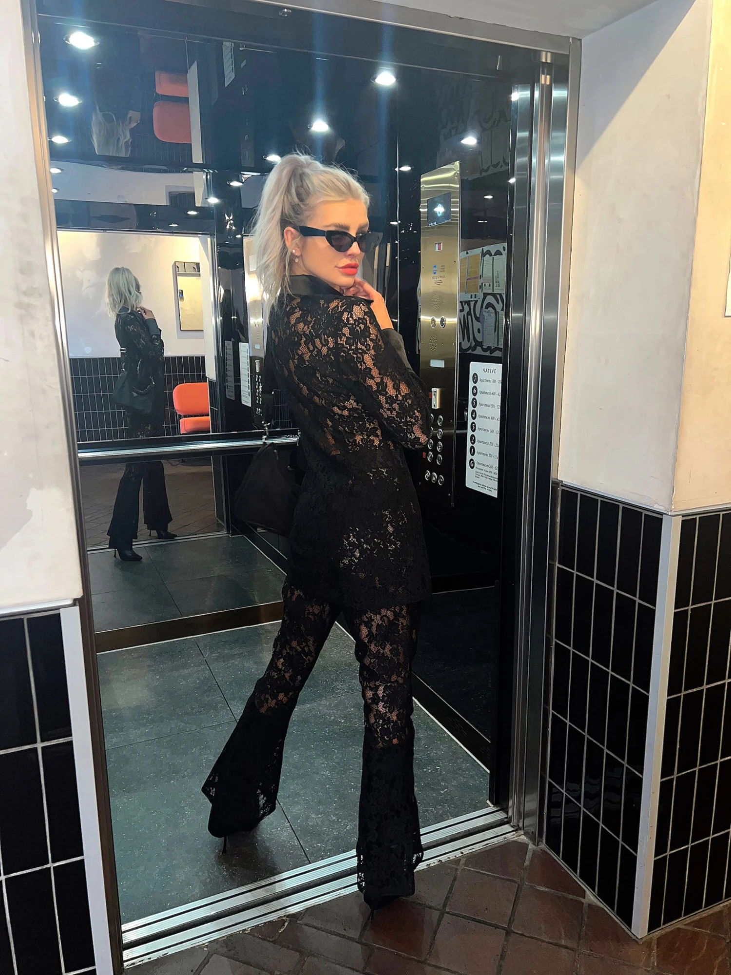 Glamorous Black Lace High-Waisted Flared Trousers 6 Glamorous Black Lace High-Waisted Flared Trousers - Image 4