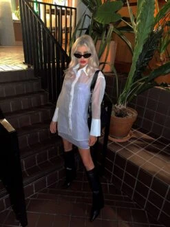 Glamorous Off White Organza Back-Split Oversized-Shirt 9 Glamorous Off White Organza Back-Split Oversized-Shirt -Glamorous Shop GS0538 CG11 04