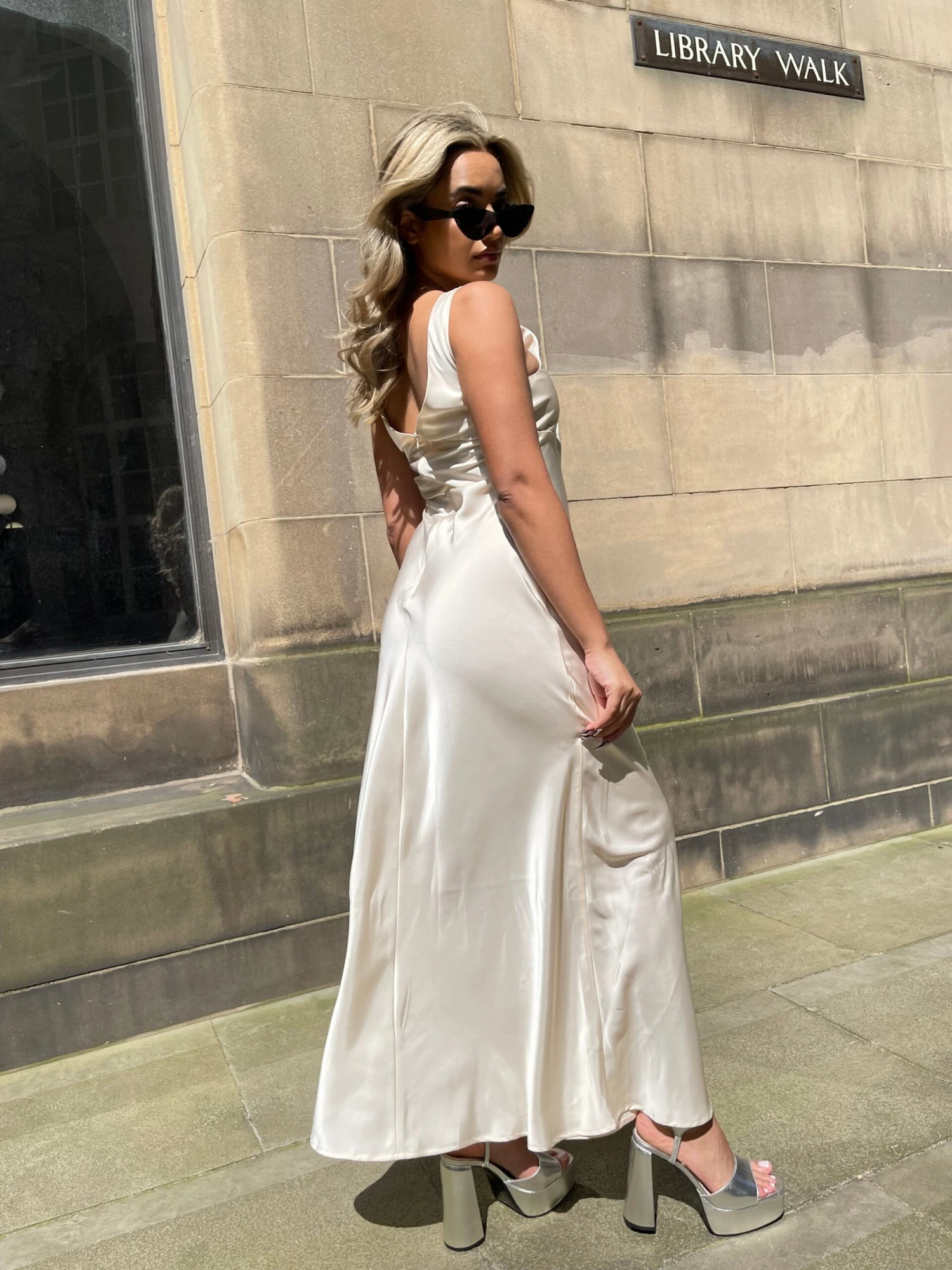 Glamorous Dark-Cream Satin V-Neck Midaxi-Dress 5 Glamorous Dark-Cream Satin V-Neck Midaxi-Dress - Image 3