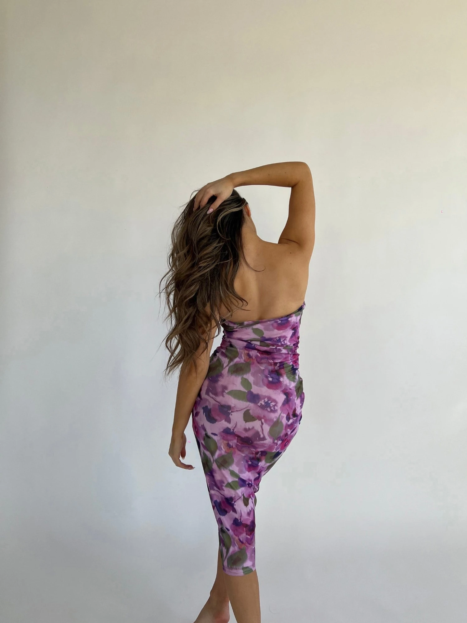 Glamorous Blurred-Purple Floral Bandeau Midaxi-Dress 4 Glamorous Blurred-Purple Floral Bandeau Midaxi-Dress - Image 2