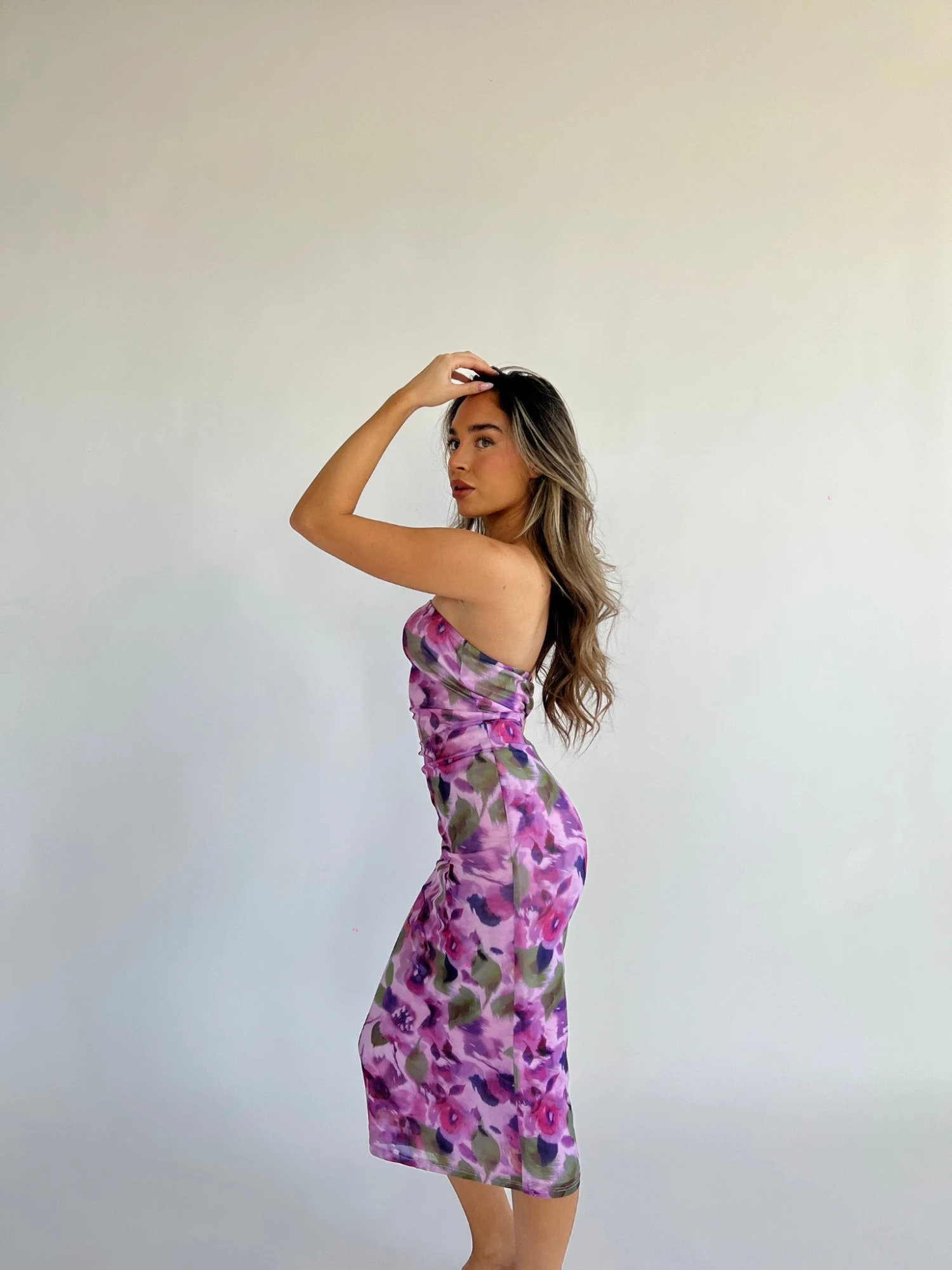 Glamorous Blurred-Purple Floral Bandeau Midaxi-Dress 5 Glamorous Blurred-Purple Floral Bandeau Midaxi-Dress - Image 3