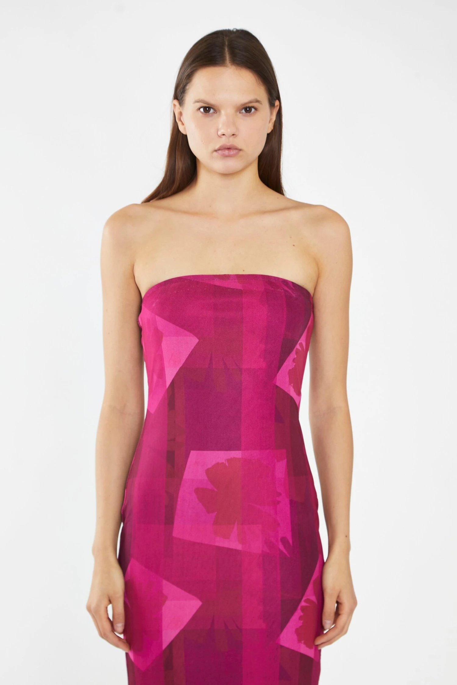 Glamorous Pink-Block Mesh Bandeau Bodycon Midaxi-Dress 3 Glamorous Pink-Block Mesh Bandeau Bodycon Midaxi-Dress