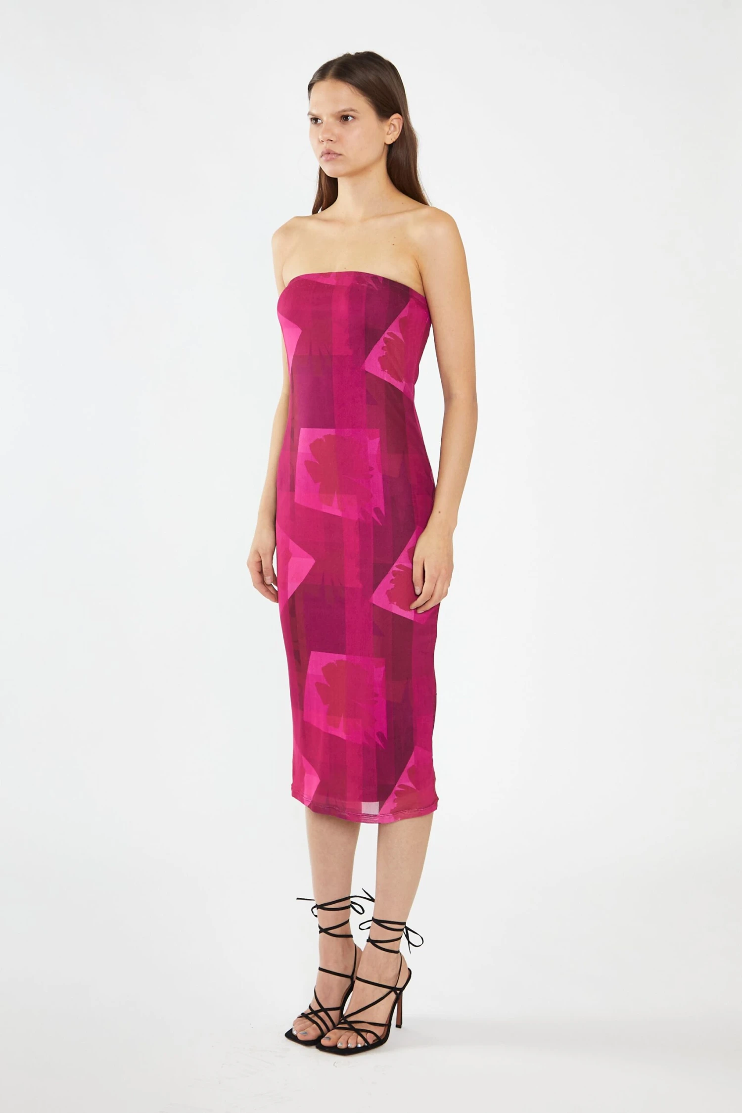 Glamorous Pink-Block Mesh Bandeau Bodycon Midaxi-Dress 6 Glamorous Pink-Block Mesh Bandeau Bodycon Midaxi-Dress - Image 4