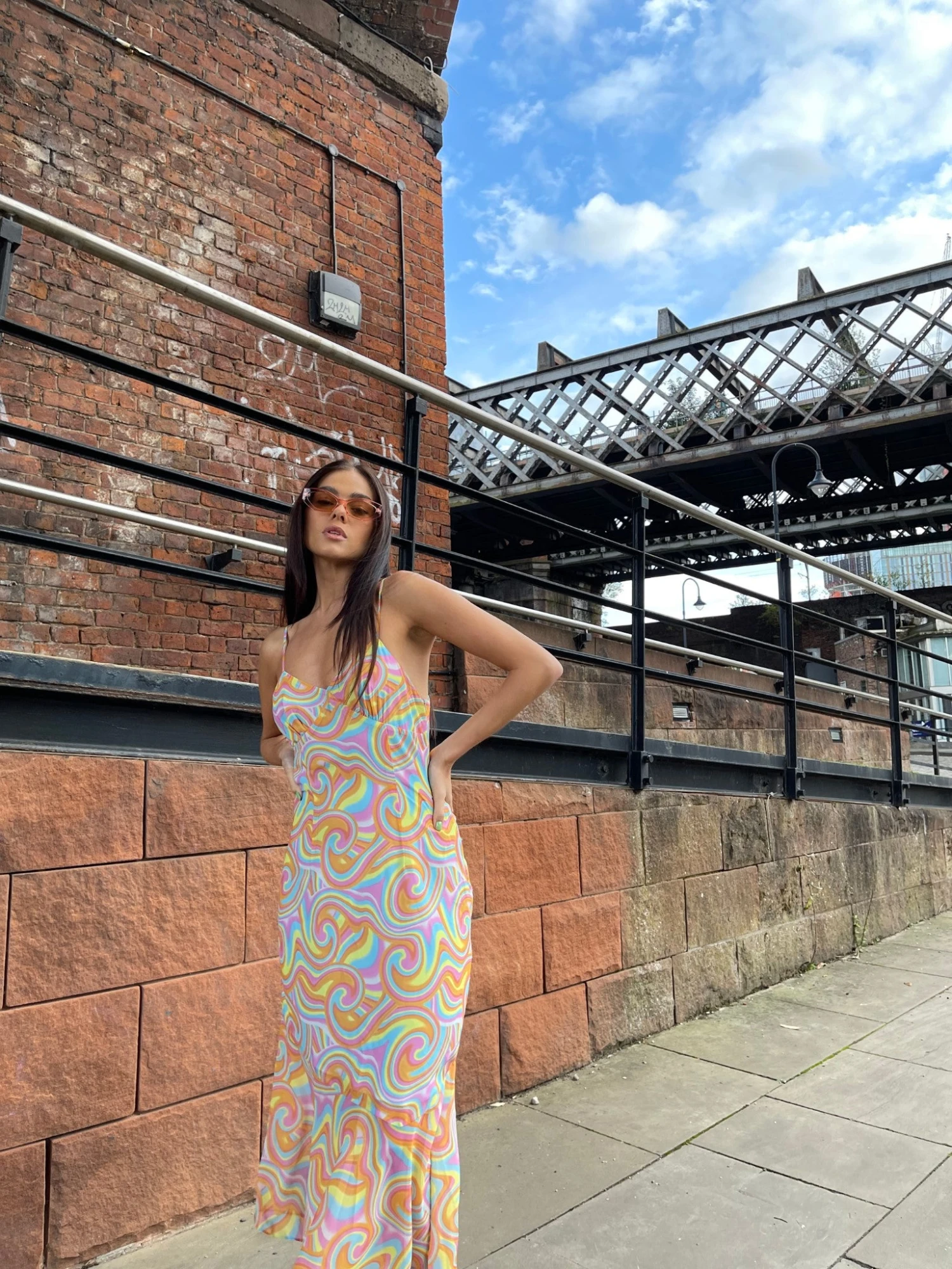 Glamorous Rainbow Swirl Asymmetric Hanky Hem Midi-dress 3 Glamorous Rainbow Swirl Asymmetric Hanky Hem Midi-dress