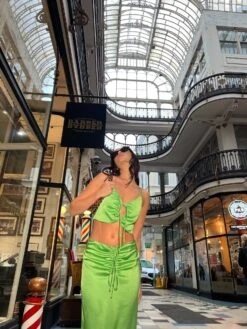 Glamorous Apple-Green Satin Ruched Midi-skirt -Glamorous Shop HC0100 DF69 04 2df02334 68c1 4f73 8263 cdc30ed61789