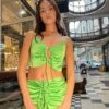 Glamorous Apple-Green Satin Ruched Keyhole Crop-top -Glamorous Shop HC0111 DF69 01 e8efc360 092f 41c3 b033 26b580d9c135