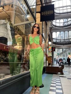 Glamorous Apple-Green Satin Ruched Keyhole Crop-top -Glamorous Shop HC0111 DF69 03 2446ac3a f1b8 483b 9313 6768f277e5ab