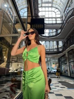 Glamorous Apple-Green Satin Ruched Keyhole Crop-top -Glamorous Shop HC0111 DF69 04 2d9d5588 f641 45ee 8b60 4c040838b71b