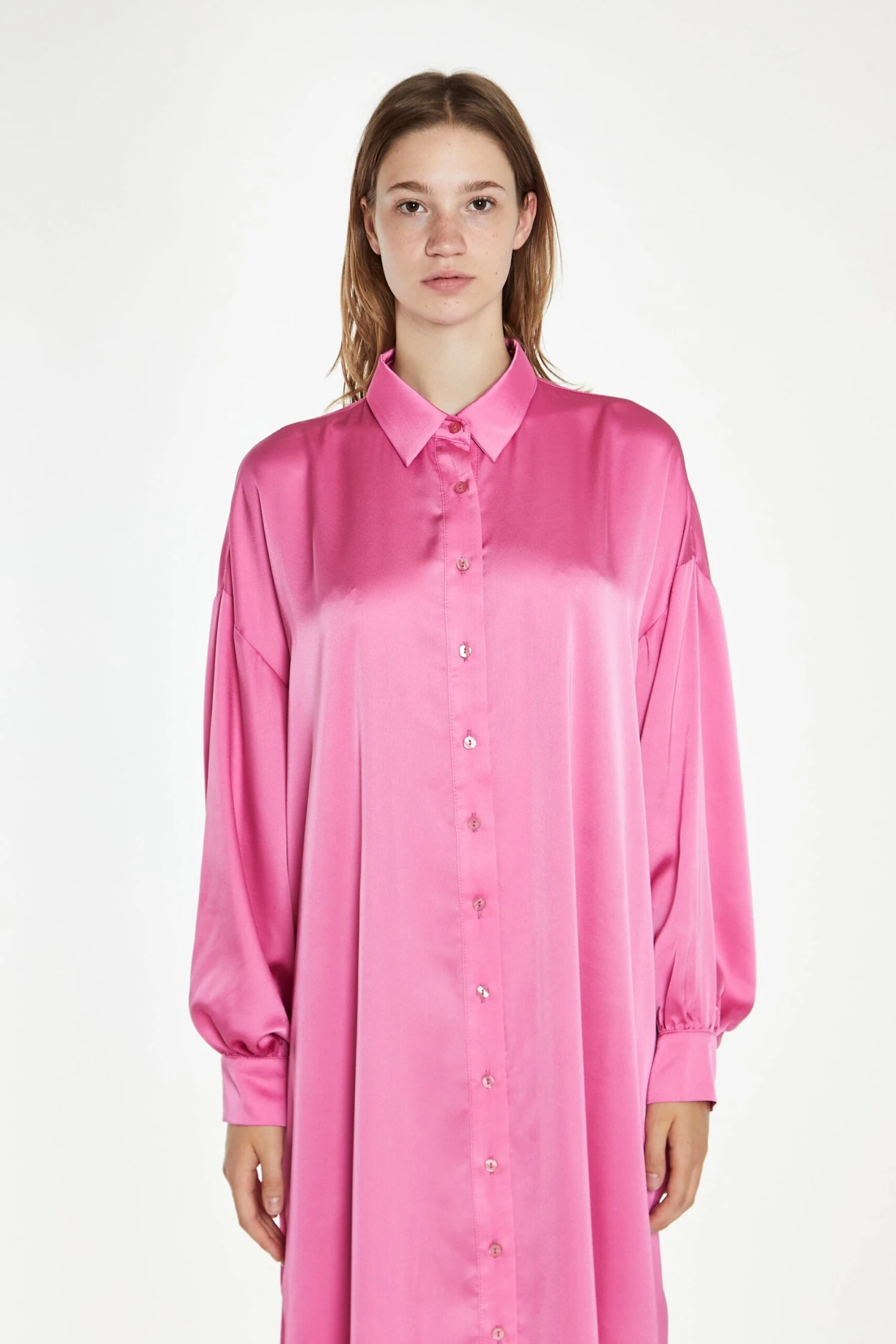 Glamorous Pink Satin Oversized Maxi Shirt Dress 4 Glamorous Pink Satin Oversized Maxi Shirt Dress - Image 2