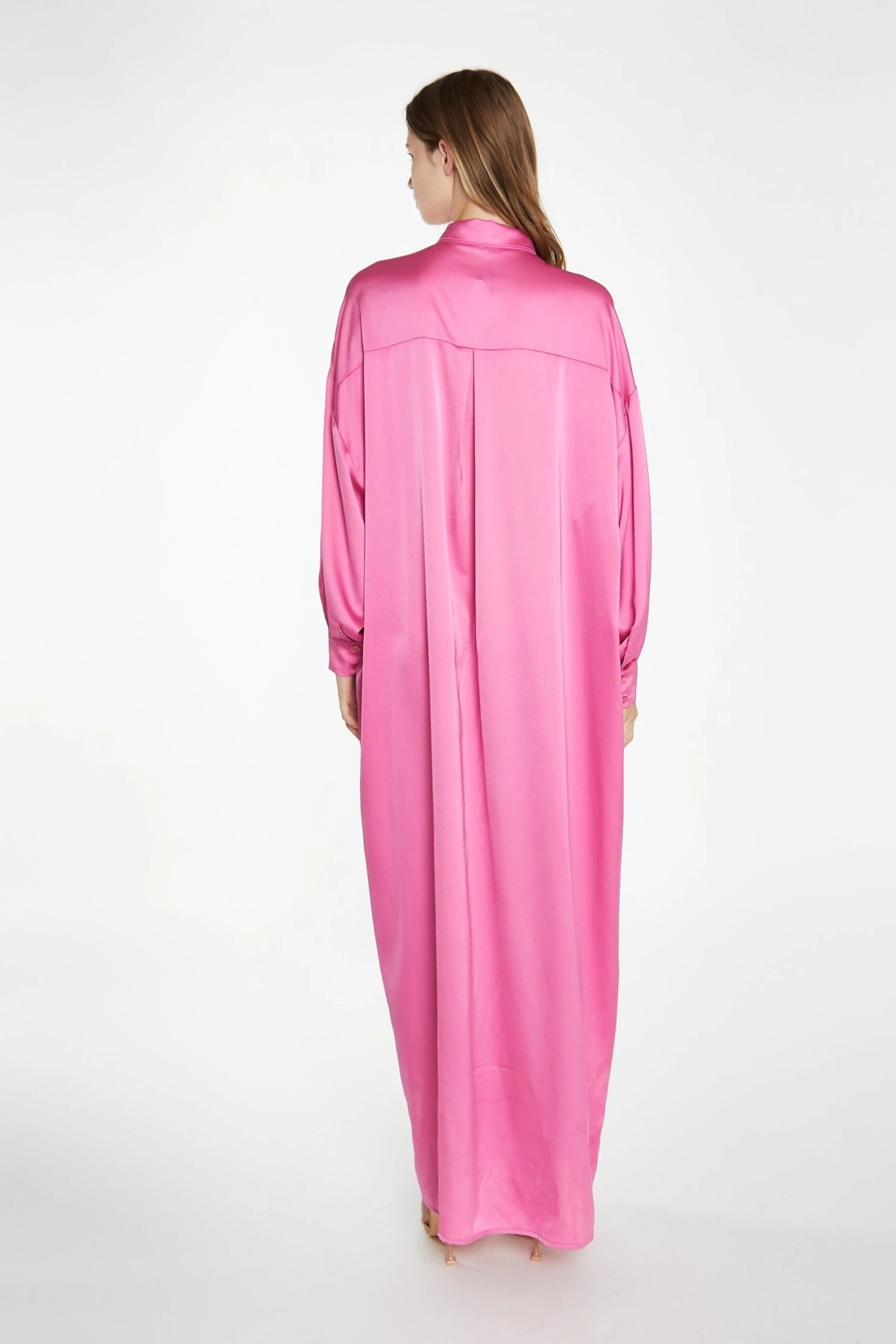 Glamorous Pink Satin Oversized Maxi Shirt Dress 5 Glamorous Pink Satin Oversized Maxi Shirt Dress - Image 3