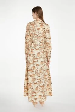Glamorous Tan Multi Blossom Long-Sleeve Maxi Shirt-Dress -Glamorous Shop HC0168 DF26 02