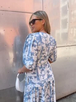 Glamorous Blue Flower Collage Tiered Wrap Maxi-Dress -Glamorous Shop IMG 6808