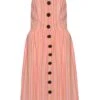 Glamorous Pink Peach Stripe Button Front Midi Dress 1 Glamorous Pink Peach Stripe Button Front Midi Dress -Glamorous Shop IN1353 F