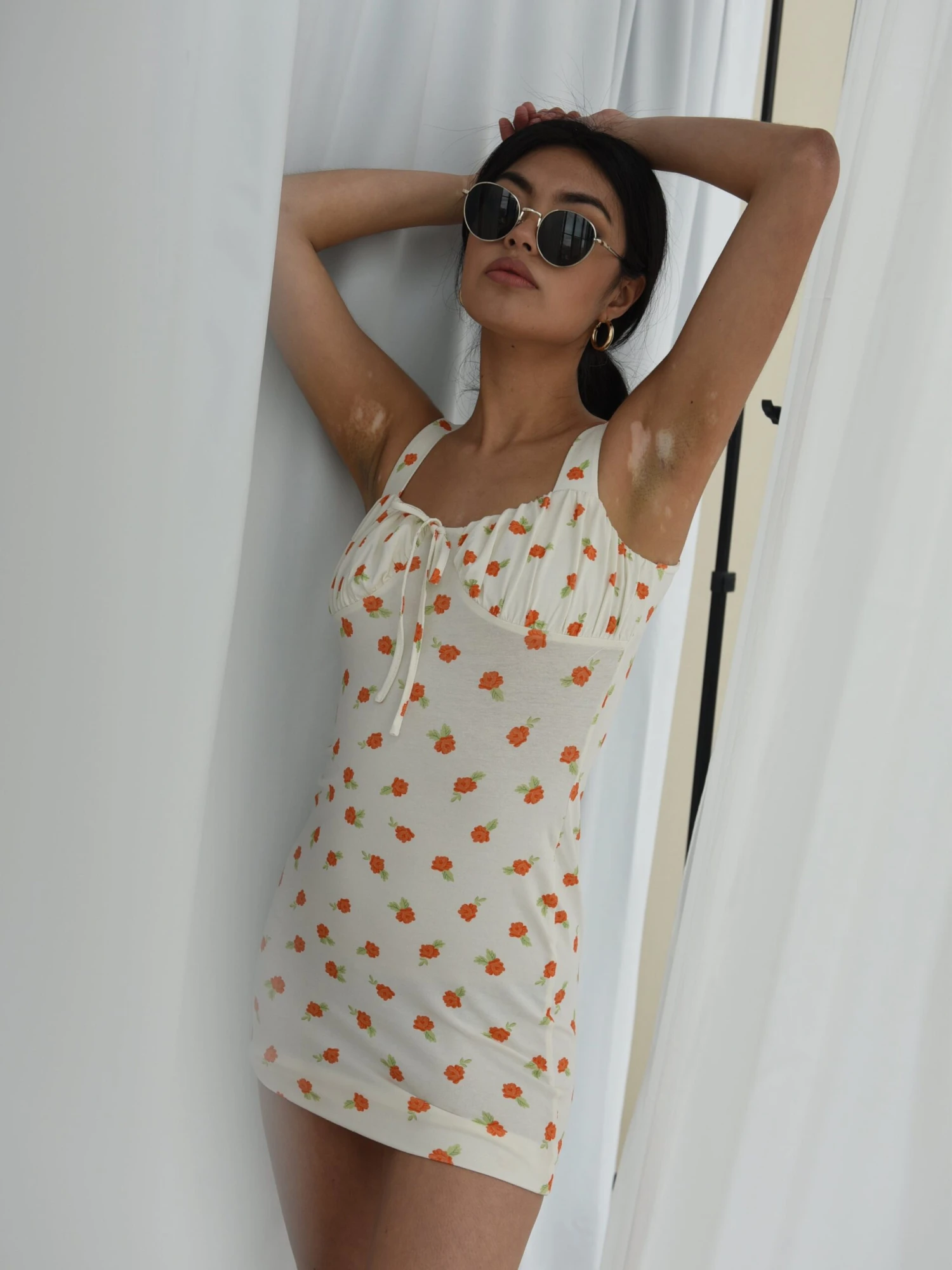 Glamorous Care White Orange Floral Mini Dress 3 Glamorous Care White Orange Floral Mini Dress