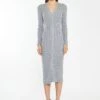 Glamorous Grey-Marl Button-Down Knitted Midi-Dress