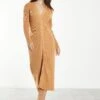 Glamorous Caramel Knitted Skinny Fit Midi Dress With Long Sleeves & V Neck 1 Glamorous Caramel Knitted Skinny Fit Midi Dress With Long Sleeves & V Neck -Glamorous Shop KA6962 BD10 03