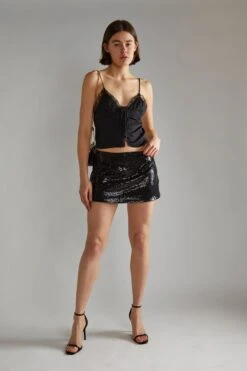 Glamorous Black-Sequin Peplum Mini-Skirt 8 Glamorous Black-Sequin Peplum Mini-Skirt -Glamorous Shop KA7085A 2