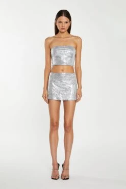 Glamorous Silver-Sequin Peplum Mini-Skirt 9 Glamorous Silver-Sequin Peplum Mini-Skirt -Glamorous Shop KA7085A B07 01