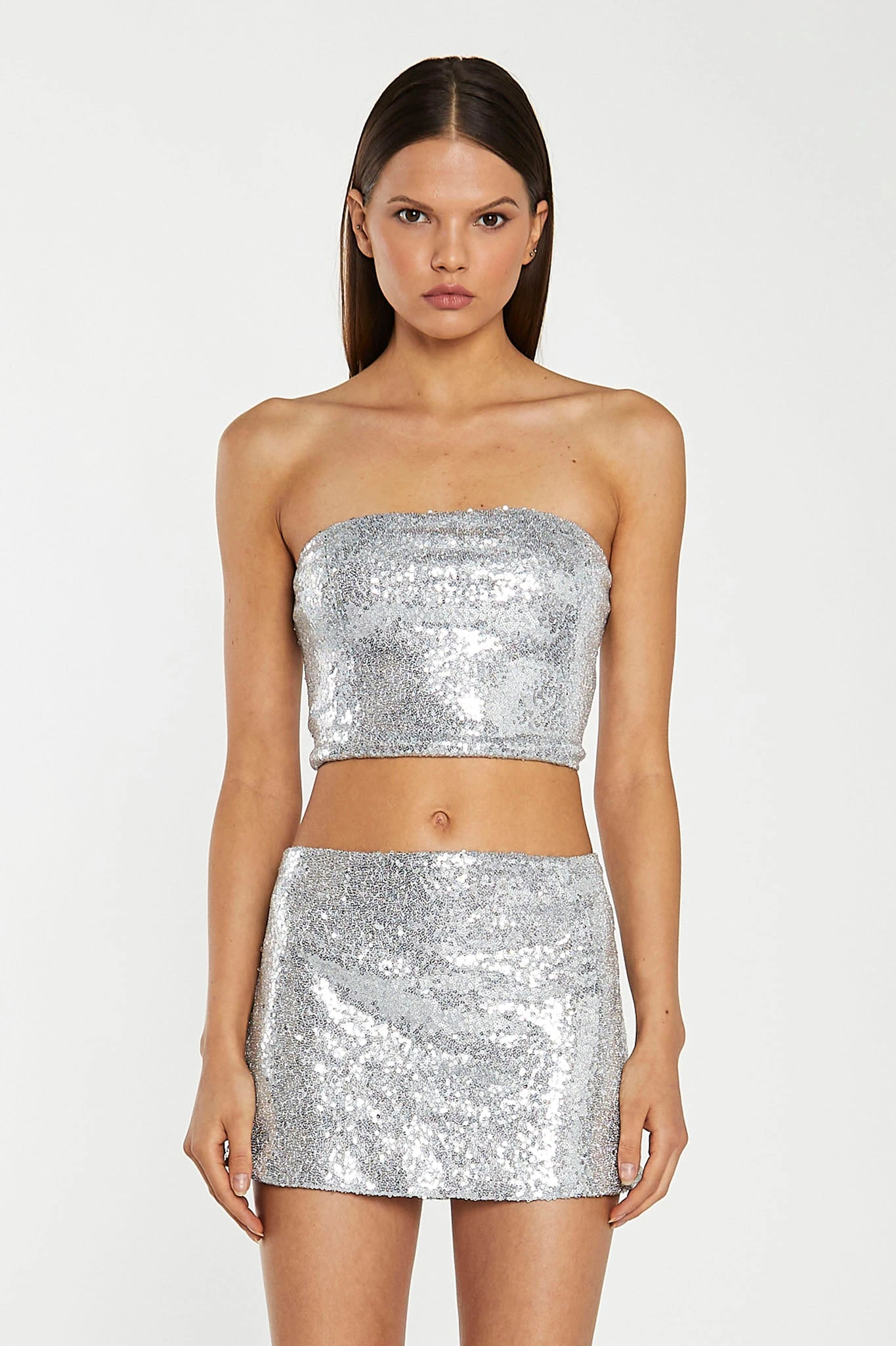 Glamorous Silver-Sequin Peplum Mini-Skirt 3 Glamorous Silver-Sequin Peplum Mini-Skirt