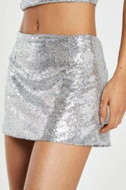 Glamorous Silver-Sequin Peplum Mini-Skirt 8 Glamorous Silver-Sequin Peplum Mini-Skirt -Glamorous Shop KA7085A B07 04