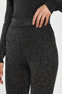 Glamorous Black-Silver Rib Flared Trousers -Glamorous Shop KA7108 DM53 04
