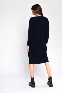Glamorous Black Ribbed V-Neck Long Sleeve Midi Jumper Dress -Glamorous Shop LC0212 NA 03
