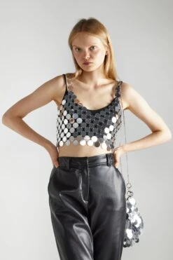 Glamorous Silver-Disc Chainmail Crop-Top 12 Glamorous Silver-Disc Chainmail Crop-Top -Glamorous Shop STOCK 42