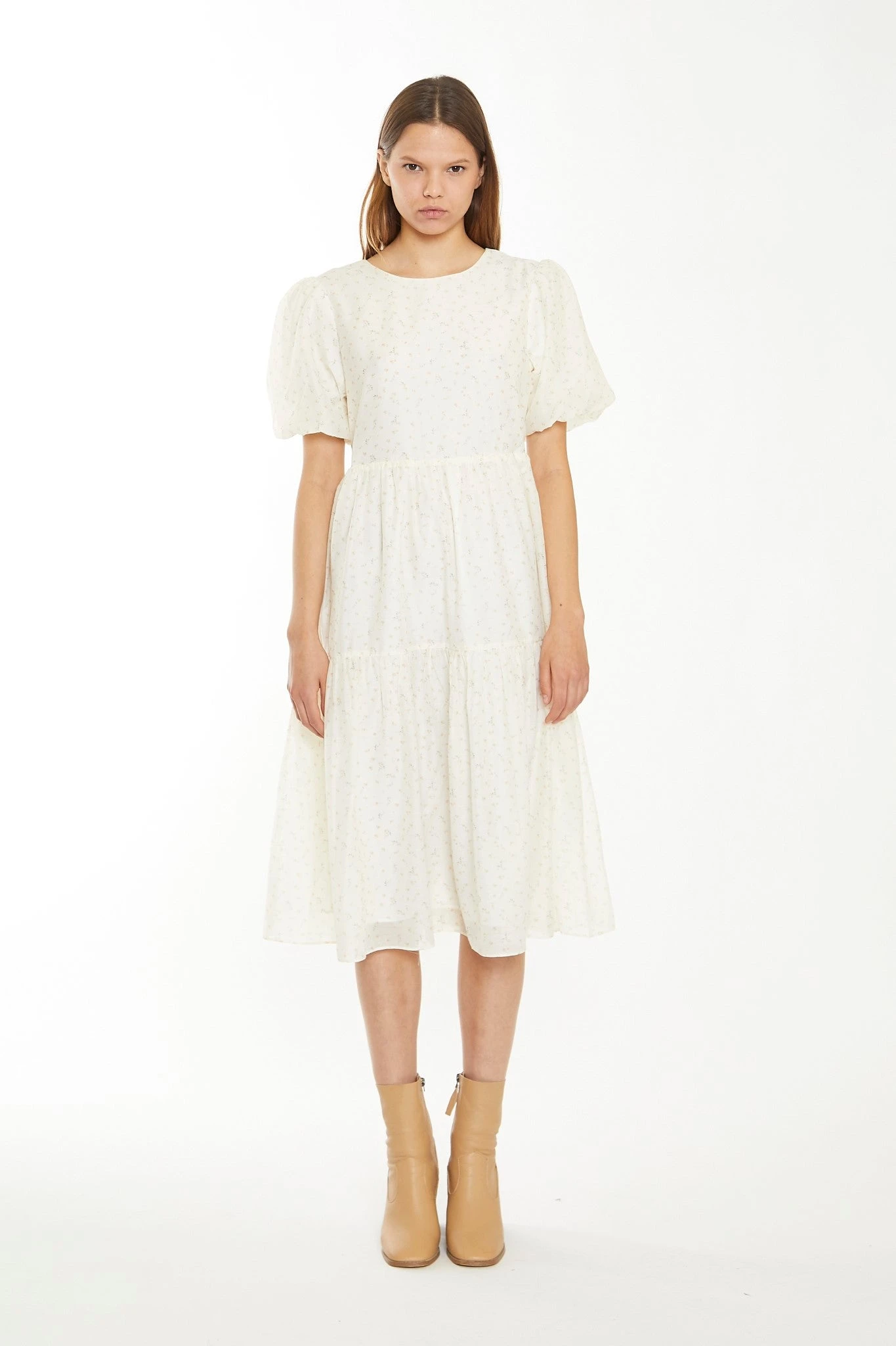 Glamorous Cream Peach Ditsy Organza Midi-Dress 3 Glamorous Cream Peach Ditsy Organza Midi-Dress