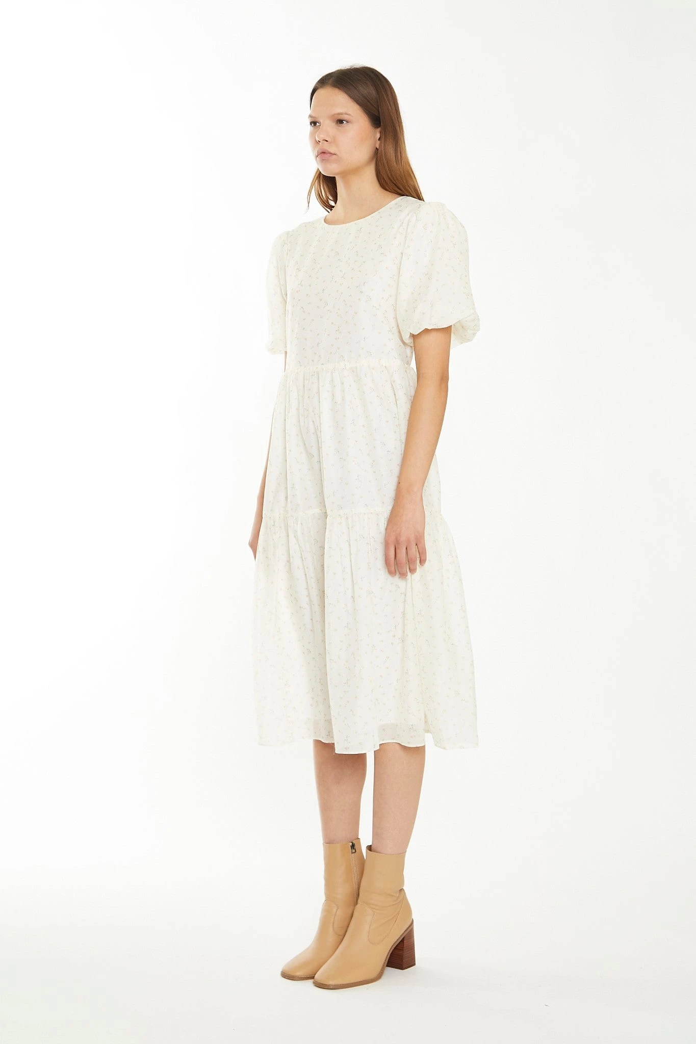 Glamorous Cream Peach Ditsy Organza Midi-Dress 5 Glamorous Cream Peach Ditsy Organza Midi-Dress - Image 3