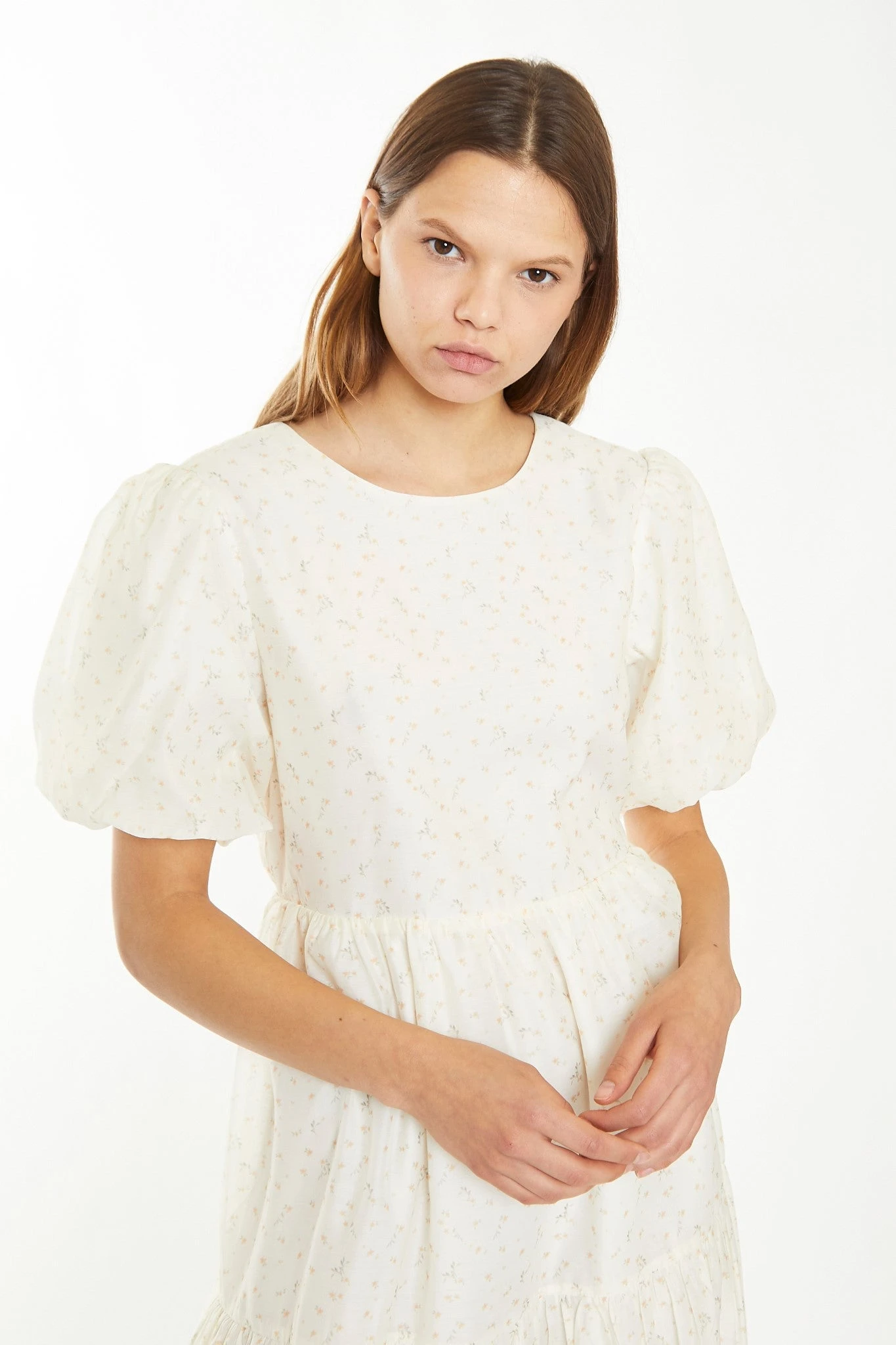 Glamorous Cream Peach Ditsy Organza Midi-Dress 6 Glamorous Cream Peach Ditsy Organza Midi-Dress - Image 4