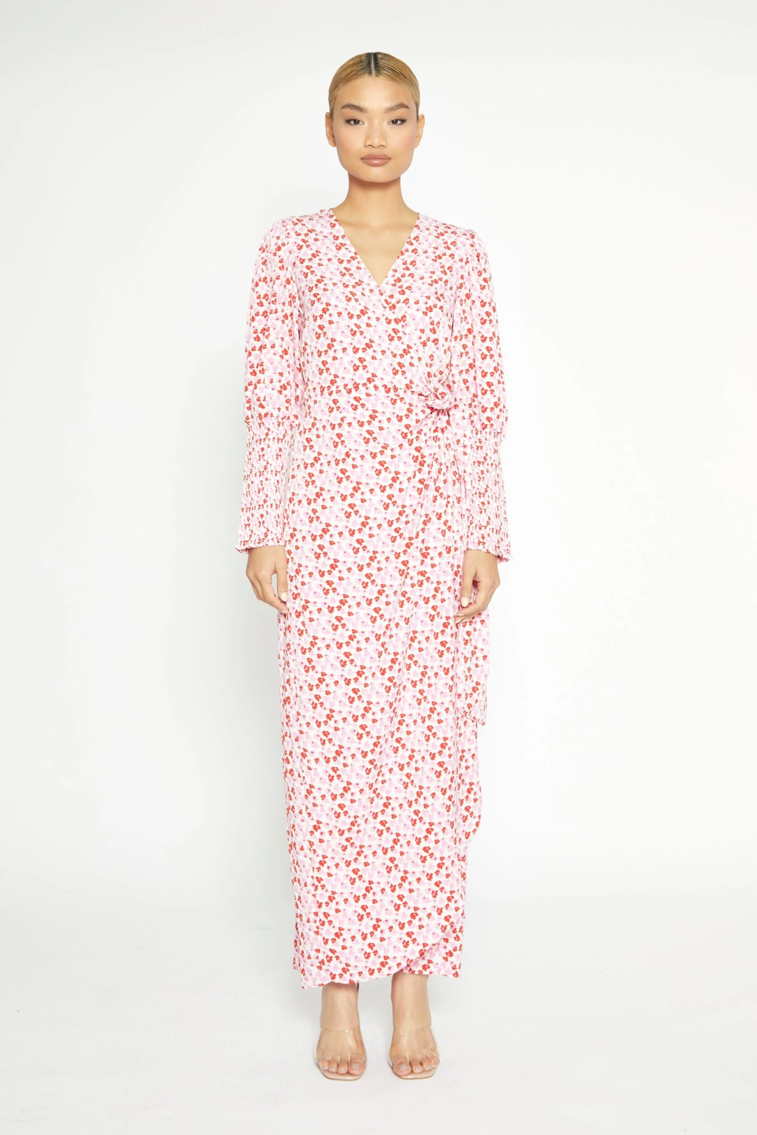 Glamorous White-Red-Pink-Floral Wrap Maxi Dress 3 Glamorous White-Red-Pink-Floral Wrap Maxi Dress
