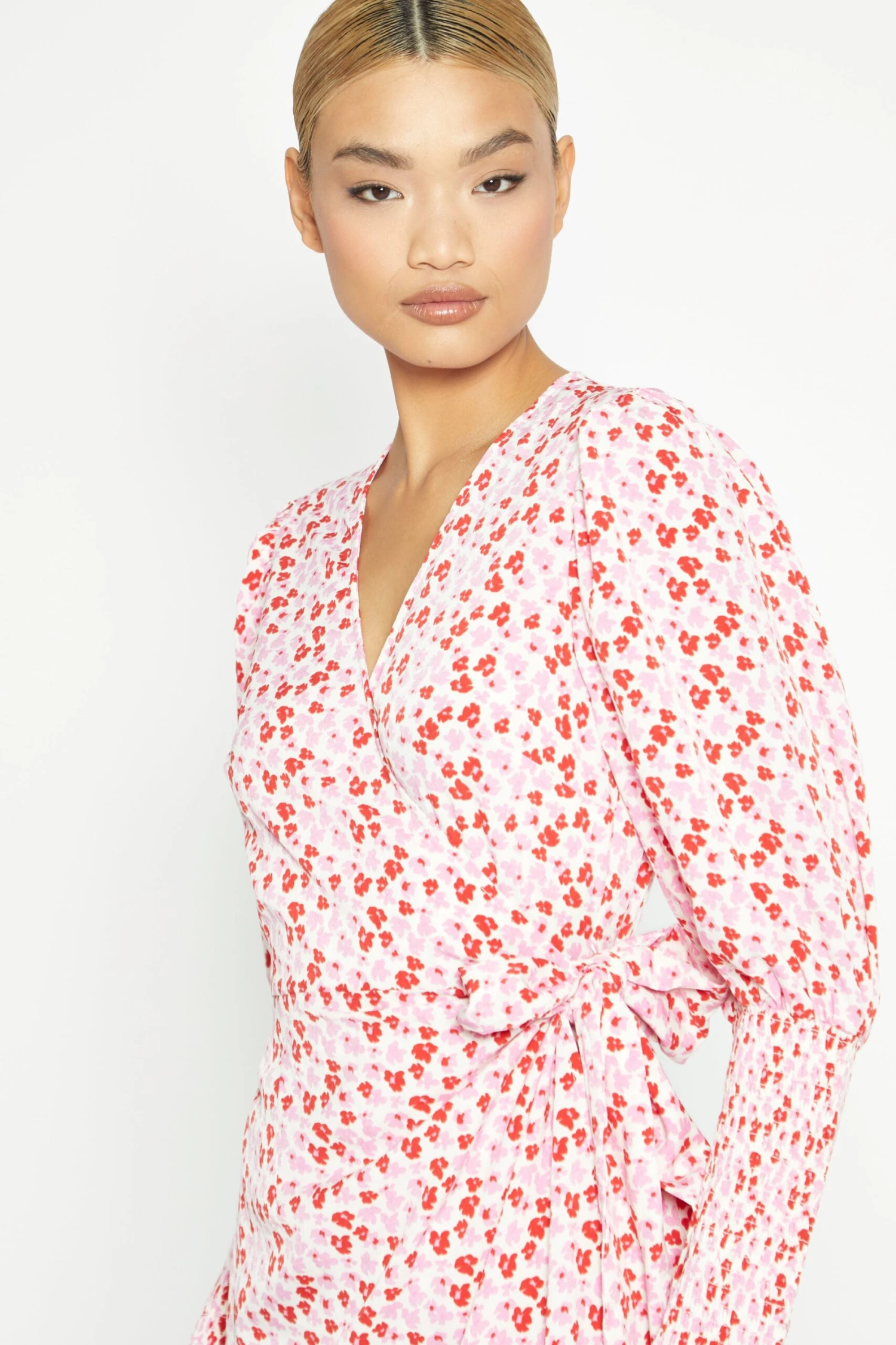 Glamorous White-Red-Pink-Floral Wrap Maxi Dress 4 Glamorous White-Red-Pink-Floral Wrap Maxi Dress - Image 2