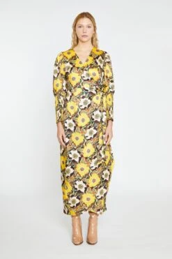 Glamorous Psychedelic Multi-Floral Wrap Maxi-Dress