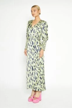 Glamorous Wrap Maxi Dress With Tie Detail -Glamorous Shop TM0185 GREENNAVYSTROKE 02