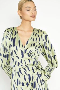 Glamorous Wrap Maxi Dress With Tie Detail -Glamorous Shop TM0185 GREENNAVYSTROKE 03