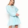 Glamorous Turquoise Gingham Long Sleeve Mini Dress -Glamorous Shop TM0187A 1