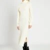 Glamorous Cream Knitted High Neck Midi Dress