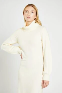 Glamorous Cream Knitted High Neck Midi Dress -Glamorous Shop TM0245 CRM 03