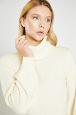 Glamorous Cream Knitted High Neck Midi Dress -Glamorous Shop TM0245 CRM 04