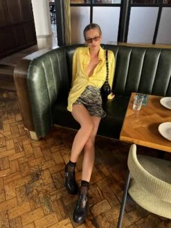 Glamorous Yellow Sketch Stripe Bias Cut Mini Skirt -Glamorous Shop TM0526A DI51 03