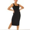 Glamorous Black Square Neck Midi Dress With Side Split -Glamorous Shop TM0550 BK 01
