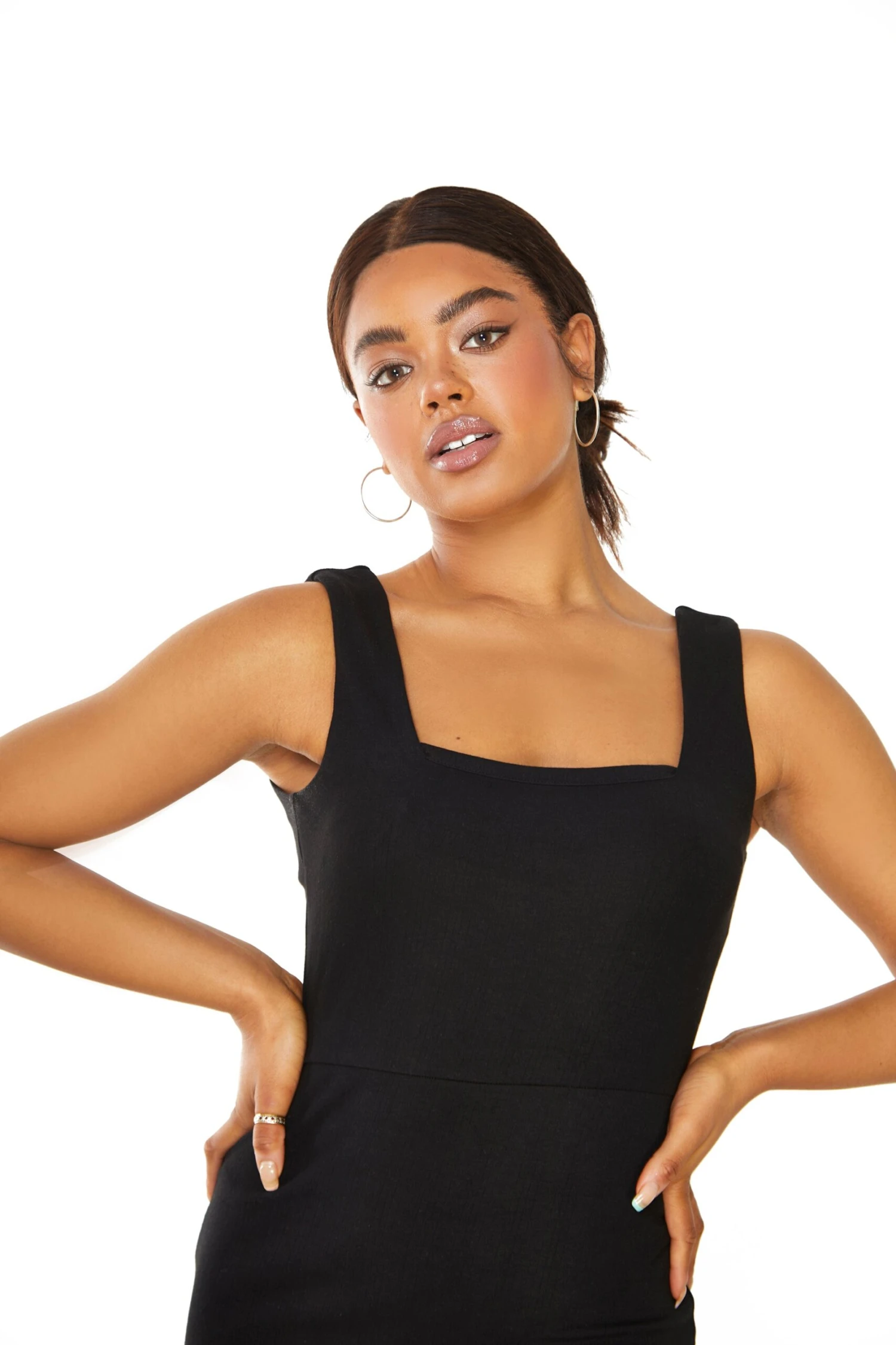 Glamorous Black Square Neck Midi Dress With Side Split 4 Glamorous Black Square Neck Midi Dress With Side Split - Image 2